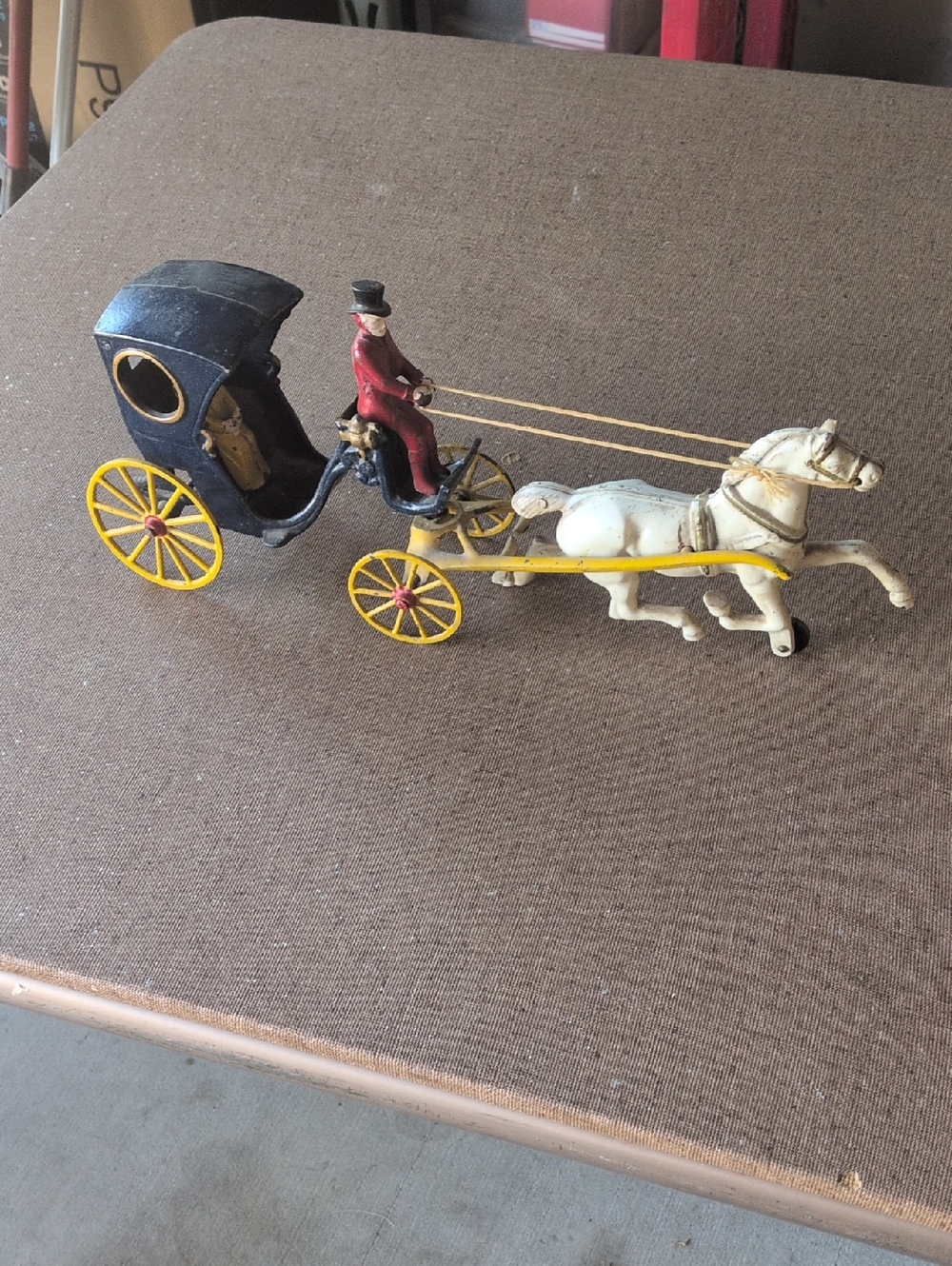 Vintage Horse-Drawn Carriage Toy with Driver